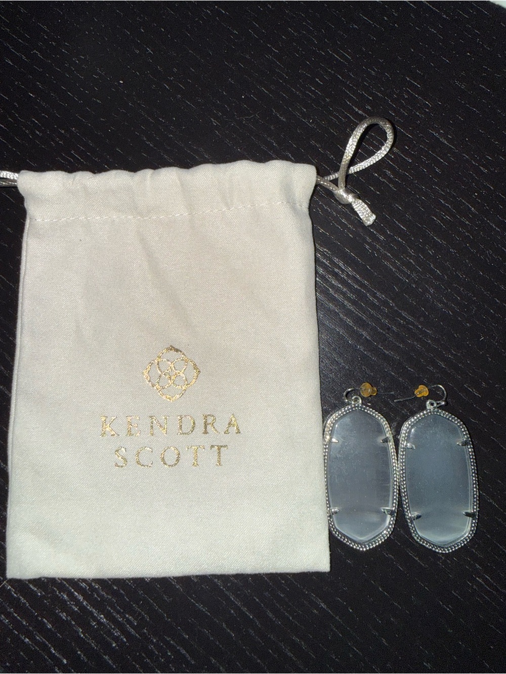 Kendra Scott Silver Clear Oval Drop Earrings